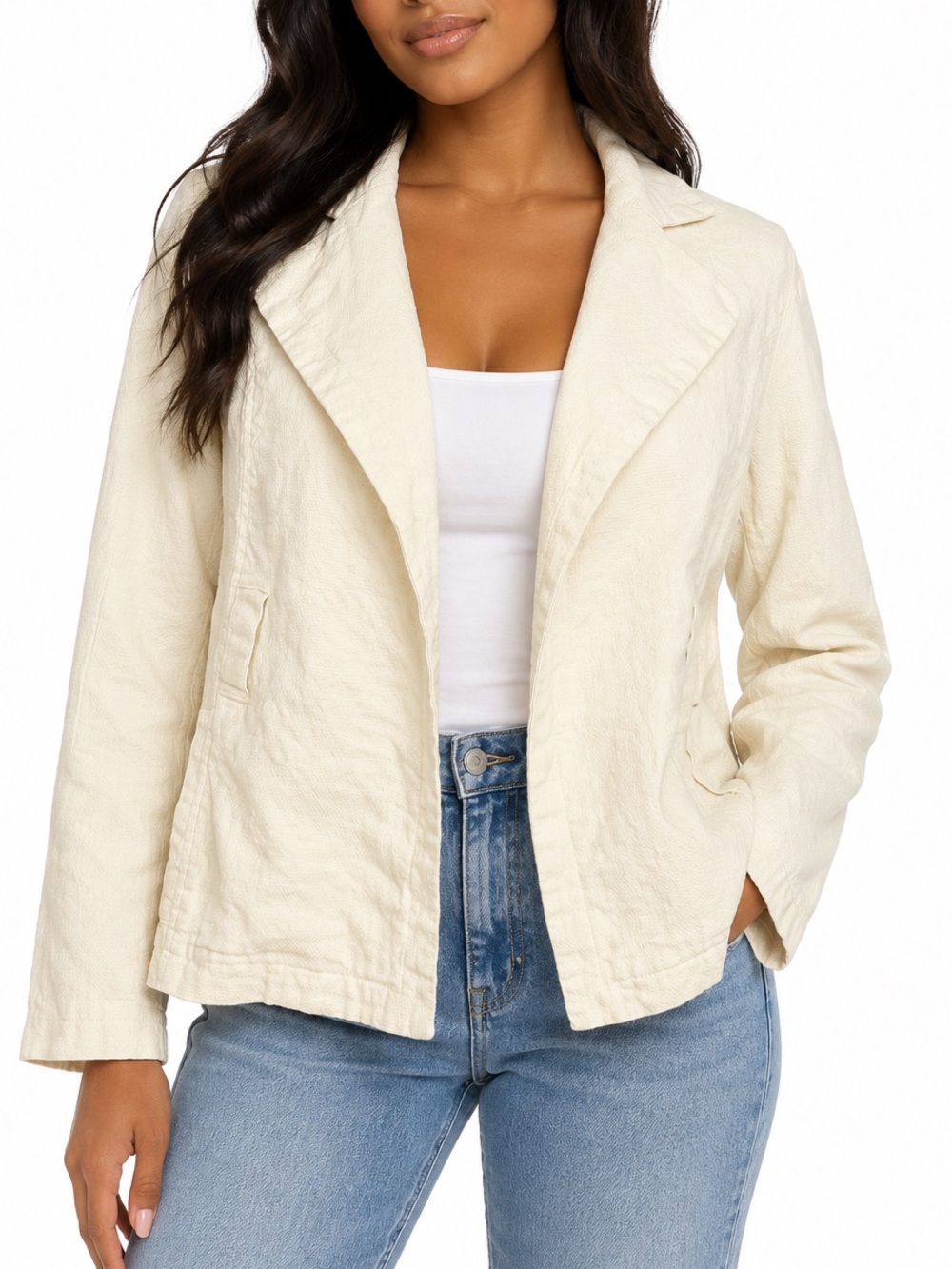 Diane von Furstenberg Everette Ivory Linen Blazer Jacket Size 8
